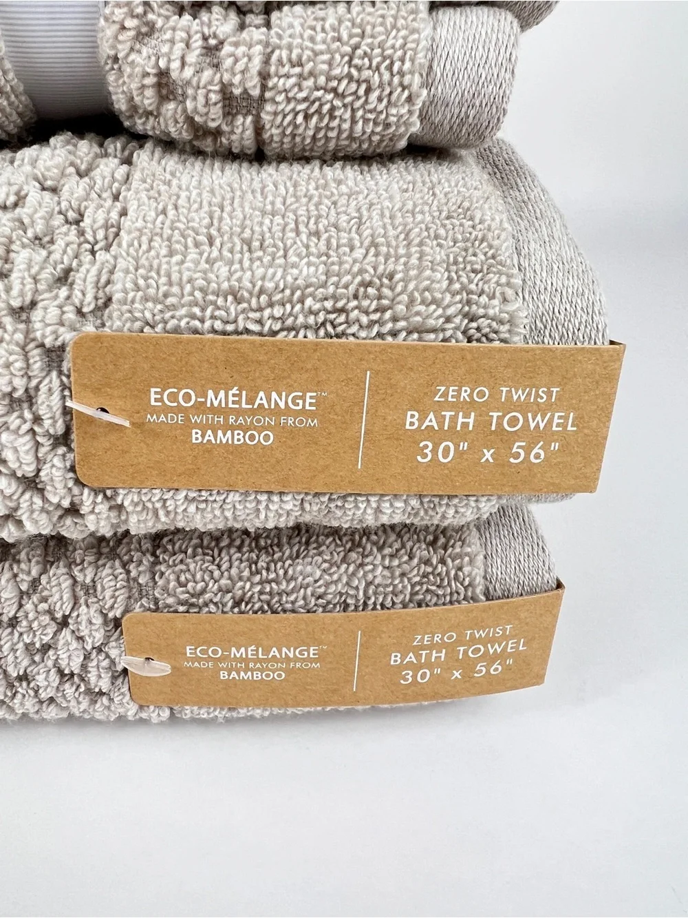Common Thread Bath Towel Set Bamboo Eco Melange Tan Zero Twist Cotton 9 Pc NEW